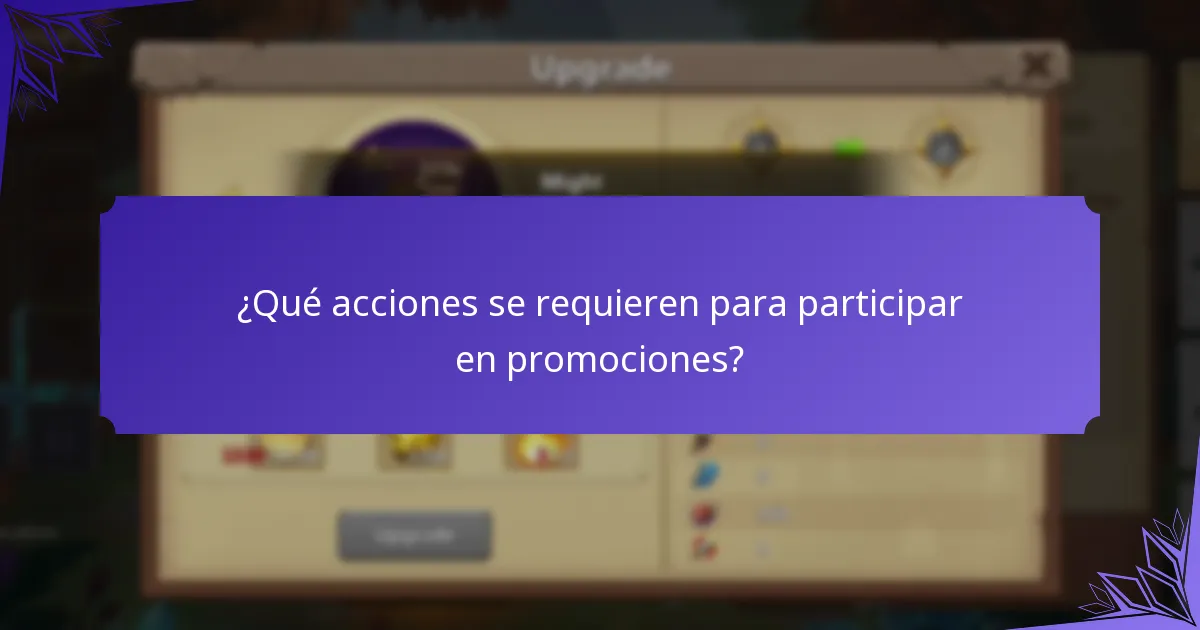 ¿Qué acciones se requieren para participar en promociones?