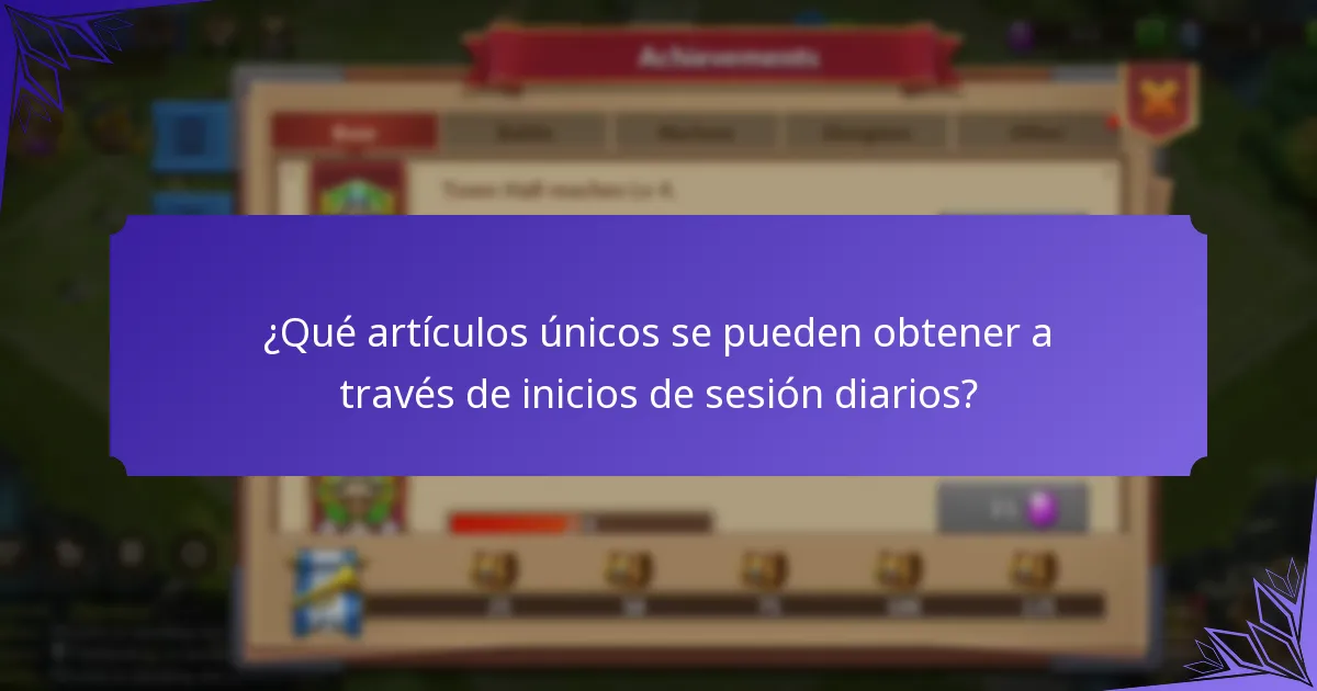 ¿Qué artículos únicos se pueden obtener a través de inicios de sesión diarios?